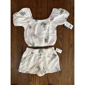 Grayson Threads Girls' Palm Tree Short Sleeve & Shorts Outfit Size Size XS NWT
